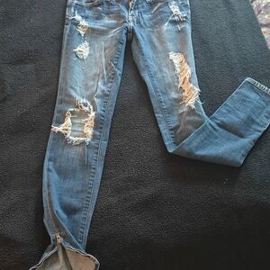 Trendy Distressed Blue Skinny Jeans